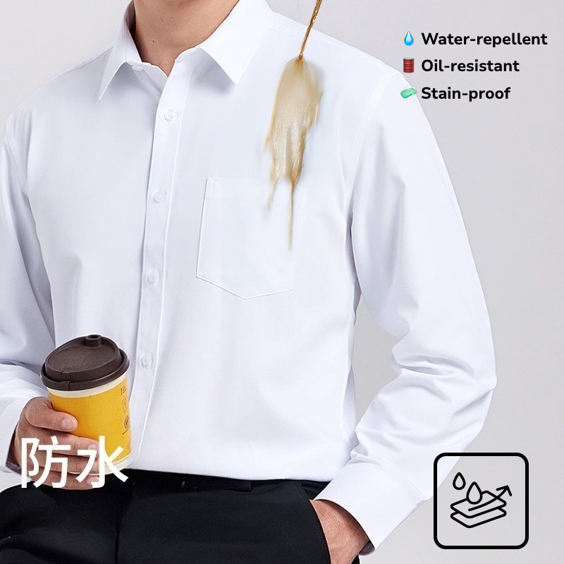 Office And Tech - Wasserdichtes, ölbeständiges Langarmhemd für Herren –