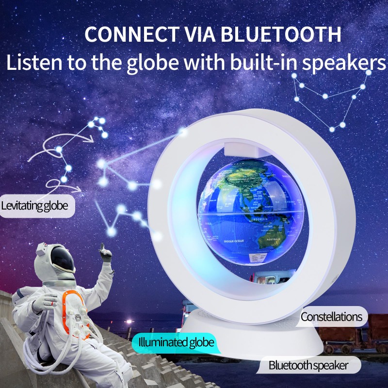 Cool Office Tech Gadgets - Schwebende Bluetooth-Lautsprecherlampe, schwebender Weltglobus für Kinder,